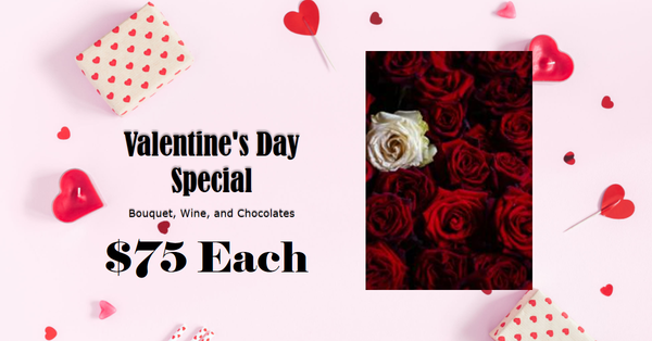 Valentines Wine & Chocolate Rose Bouquets