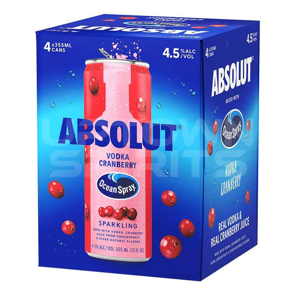 ABSOLUT SPARKLING VODKA CRANBERRY 4PK