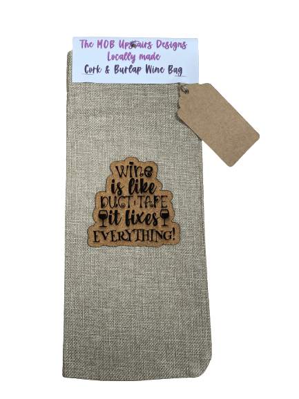 CORK & BURLAP WINE GIFT BAG DUCT TAPE