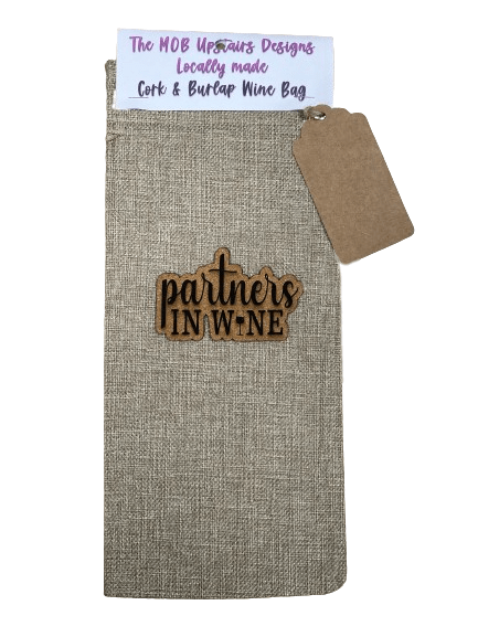 CORK & BURLAP WINE GIFT BAG PARTNERS IN WINE