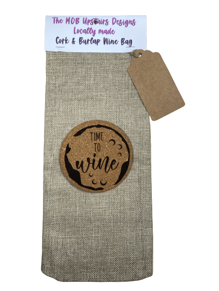 CORK & BURLAP WINE GIFT BAG TIME TO WINE
