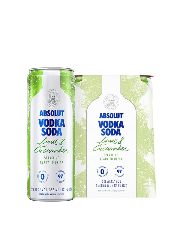 ABSOLUT LIME & CUCUMBER VODKA SODA 4PK