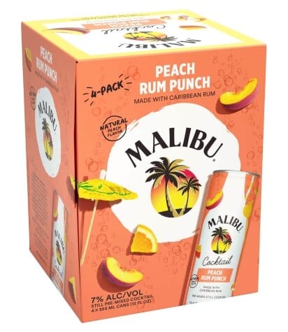 MALIBU COCKTAILS PEACH RUM PUNCH 4PK